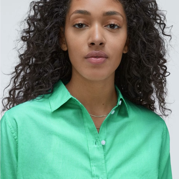 Everlane The Silky Cotton Relaxed Shirt In Mint - Picture 3 of 6